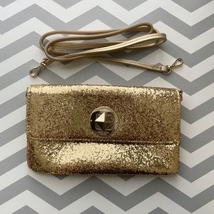 Kate spade gold clutch with strap